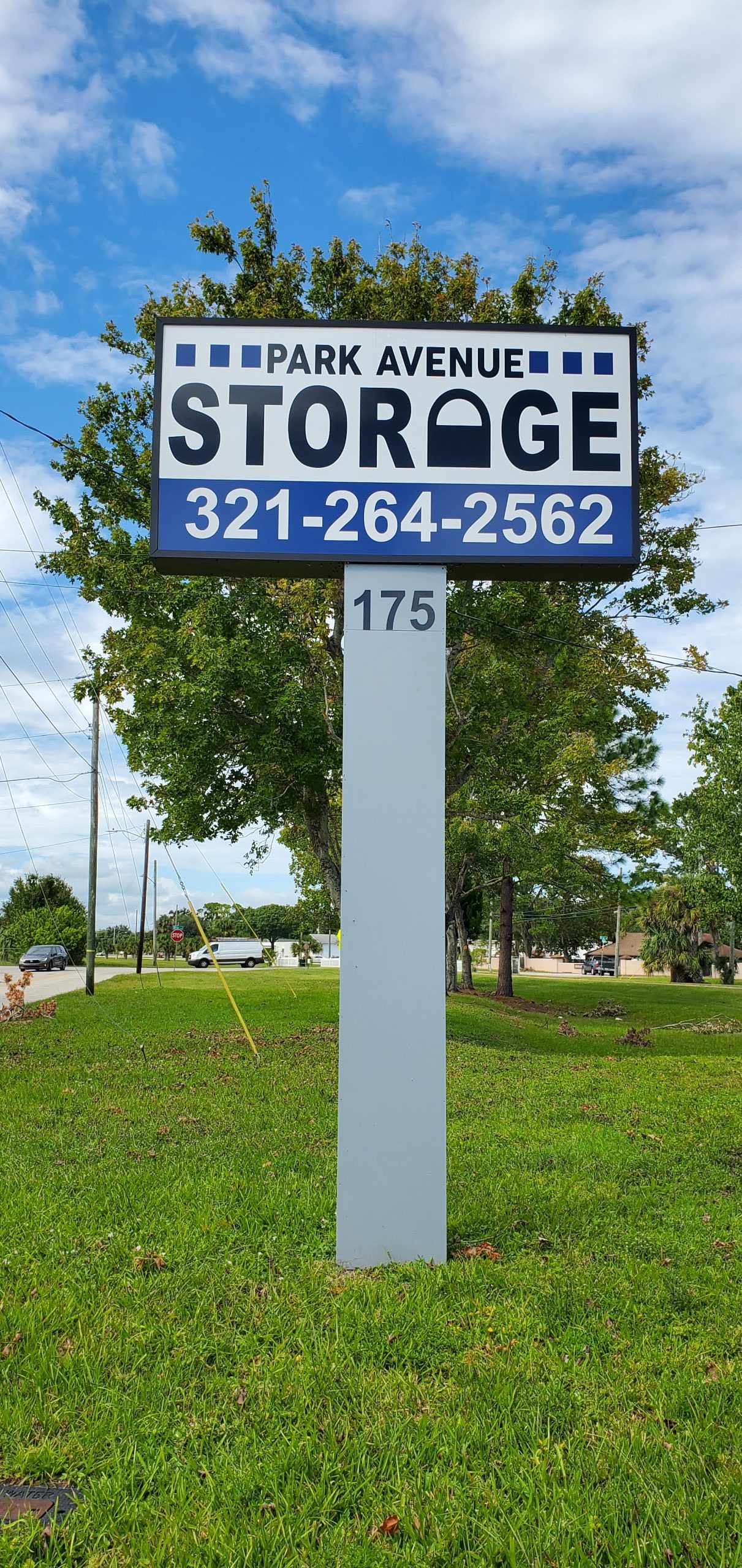 Picture of Park Ave Storage Units sign in front of self storage units